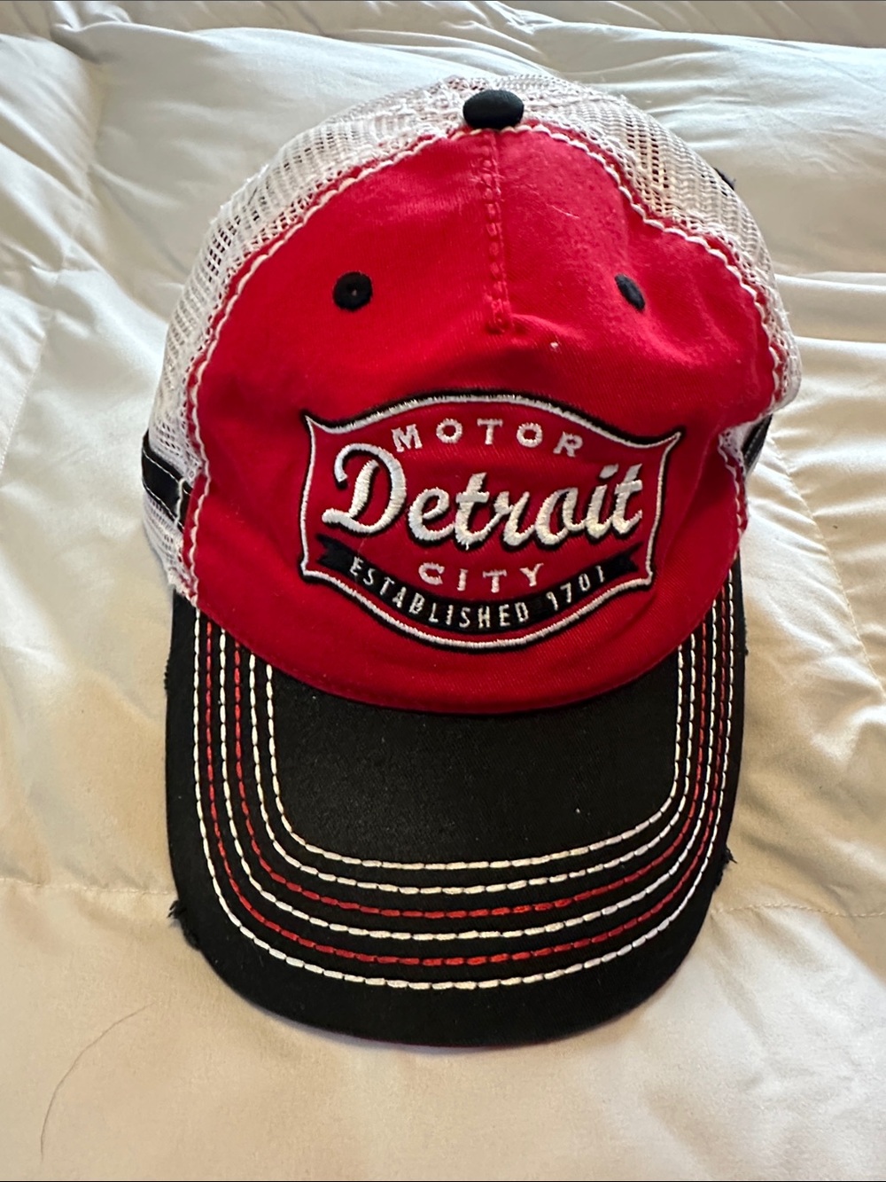 Detroit Motor City Red & Black Trucker Cap